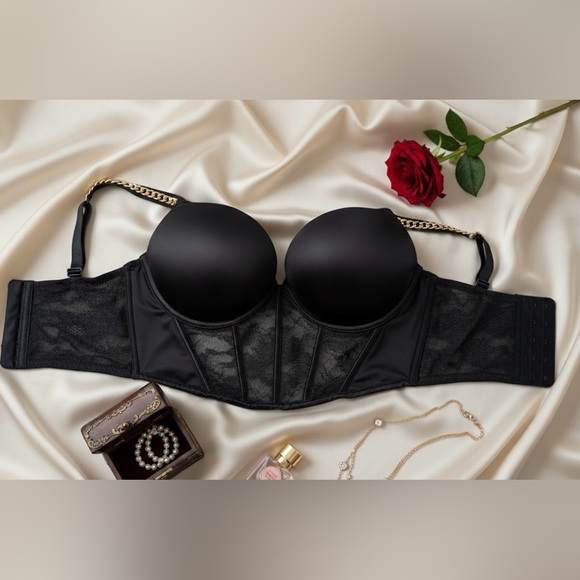 Victoria's Secret Very Sexy Black Lace Push-Up Corset Bra 36DNWOT